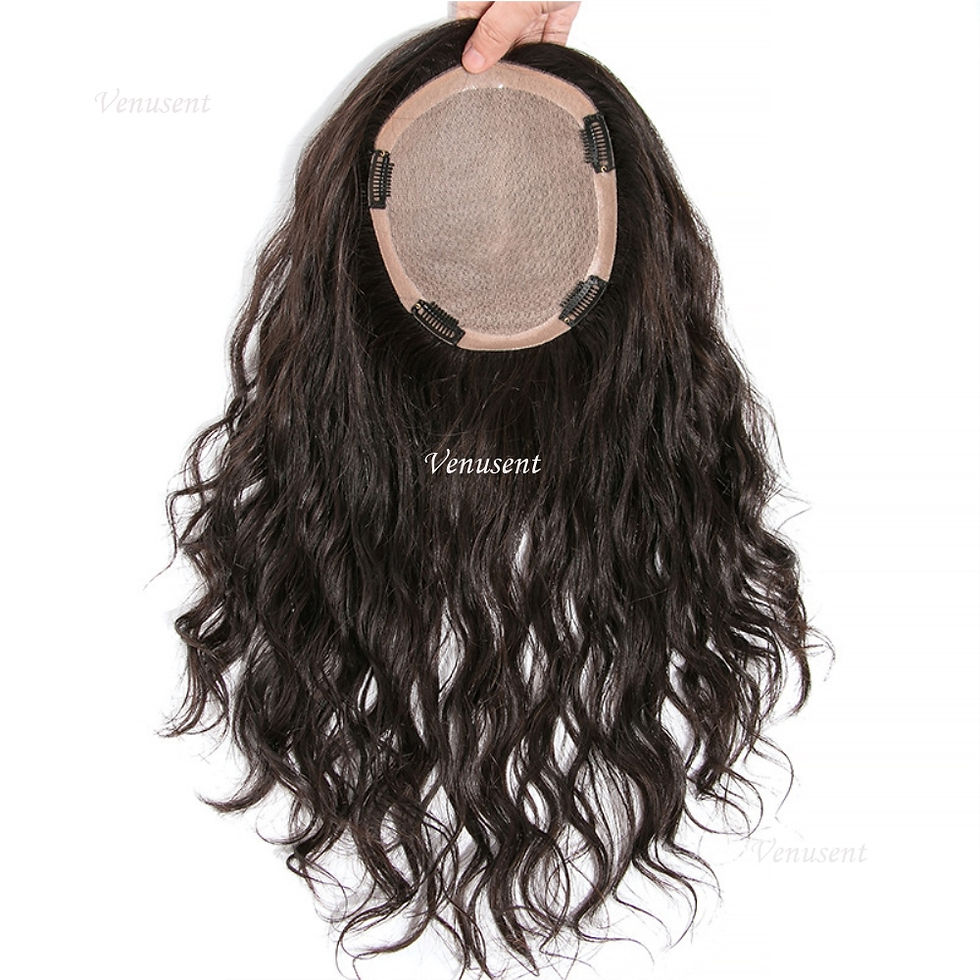Thumbnail: Hand Tied Silk Base Breathable Virgin Natural Wave Remy Human Hair Topper 