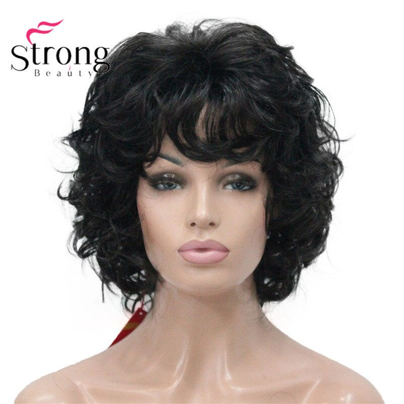 Thumbnail: Short Wig Soft Tousled Curls Blonde Highlights Full Synthetic Wigs 