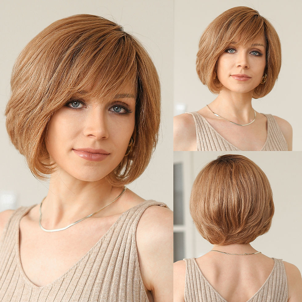 Thumbnail: Remy Human Hair w/Bangs Short Wavy Bob