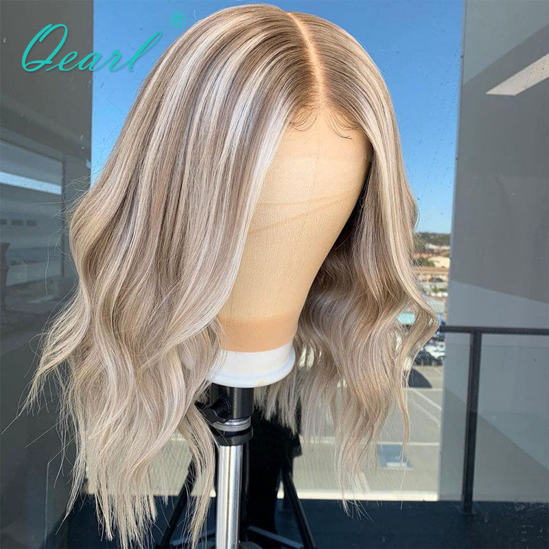 Thumbnail: Ash/Blonde Human Hair Short Bob 