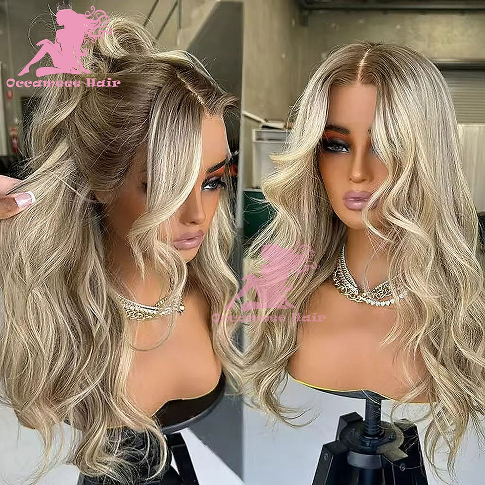 Thumbnail:  Transparent Lace Natural Wave Brazilian Virgin Highlight Blonde w/Brown Roots U