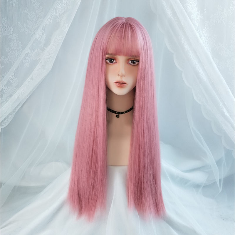 Thumbnail: VICWIG Synthetic Straight Hair 24 Inch Long With Bangs Heat-Resistant 