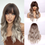 Thumbnail: Medium Length Wavy Heat Resistant Ombre Synthetic Natural Hair Wigs w/Bangs 