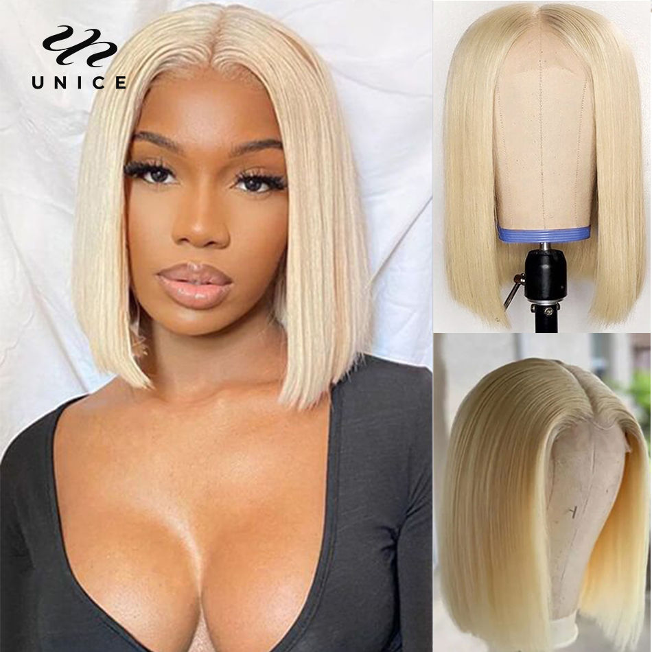 Thumbnail: UNice Glueless Straight Bob Lace Front Human Hair 