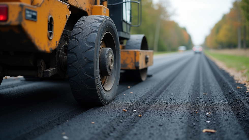 High angle view of a pavement grinder machine working on an asphalt track