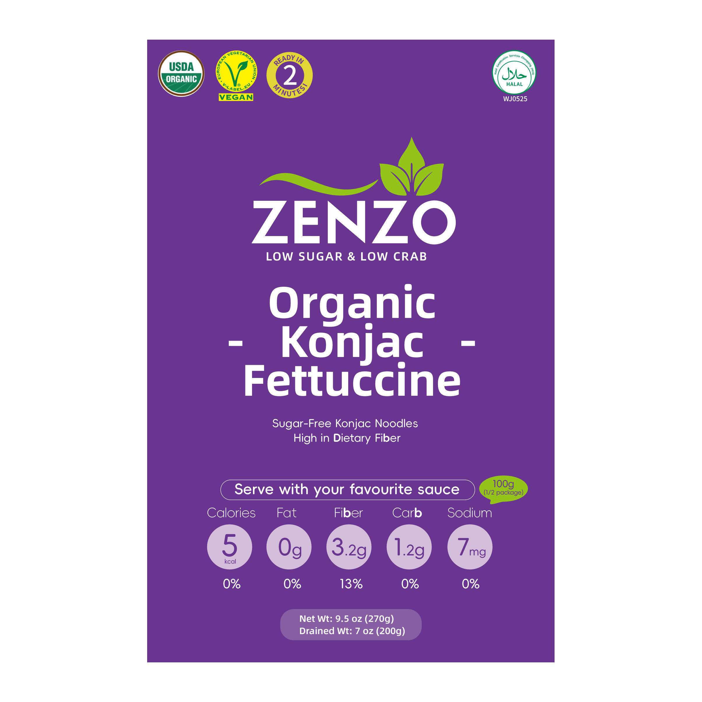 Zenzo 無糖素食無麩質清真有機蒟蒻河粉 270g