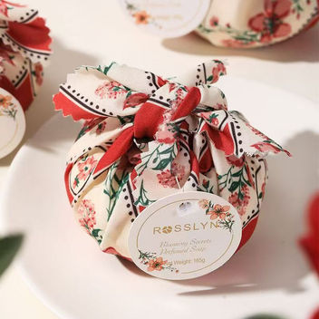 Fabric Wrapped Round Soap, Red