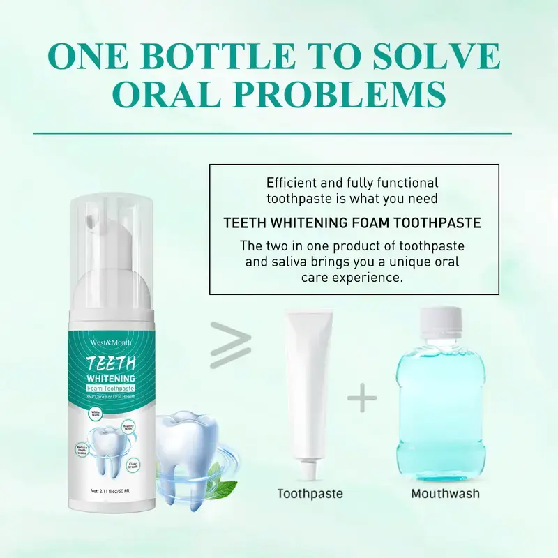 Miniatura: Whitening Foam Toothpaste for Oral Hygiene, 60ml