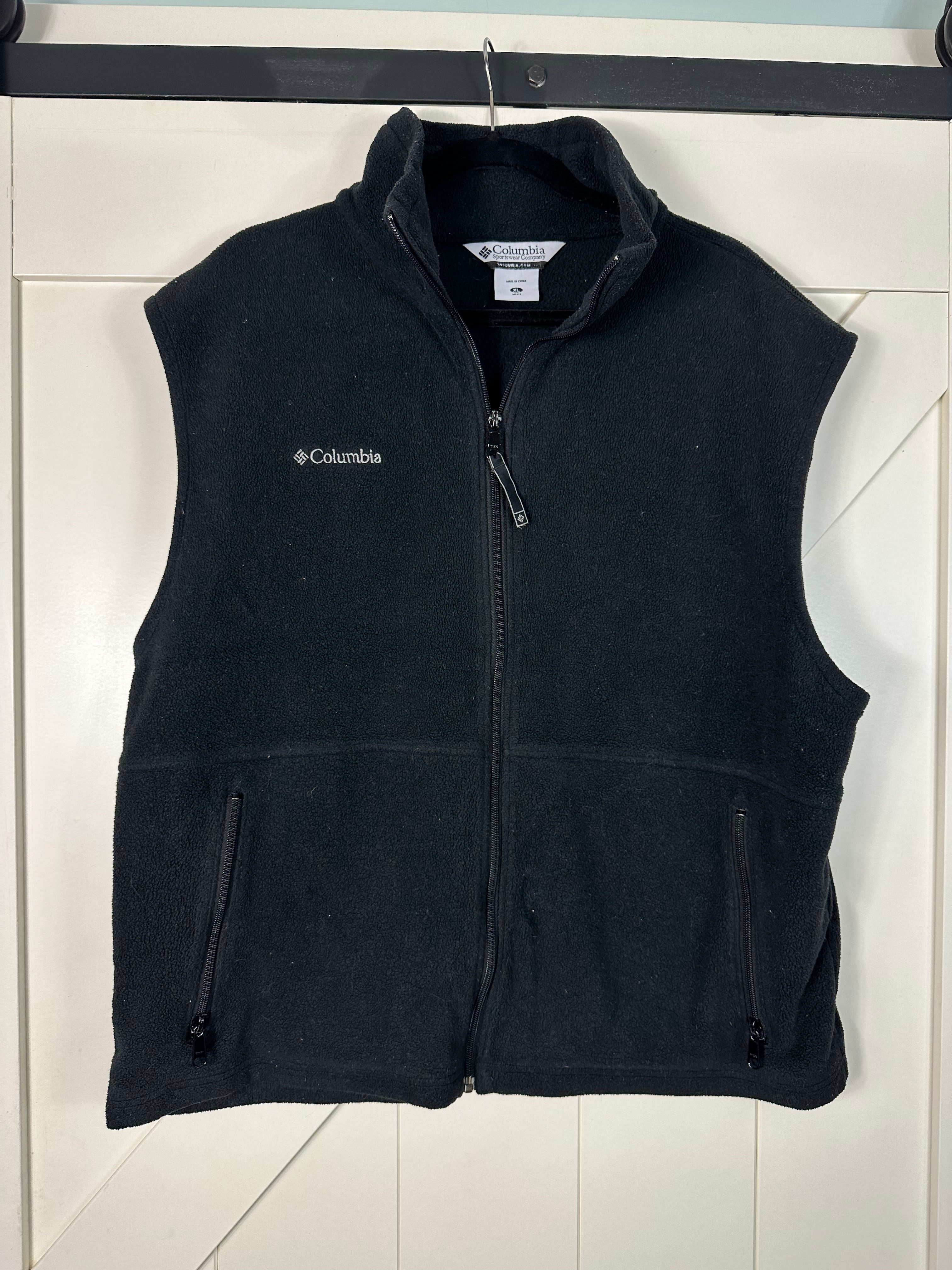 Columbia Black Full Zip Fleece Vest Size XL