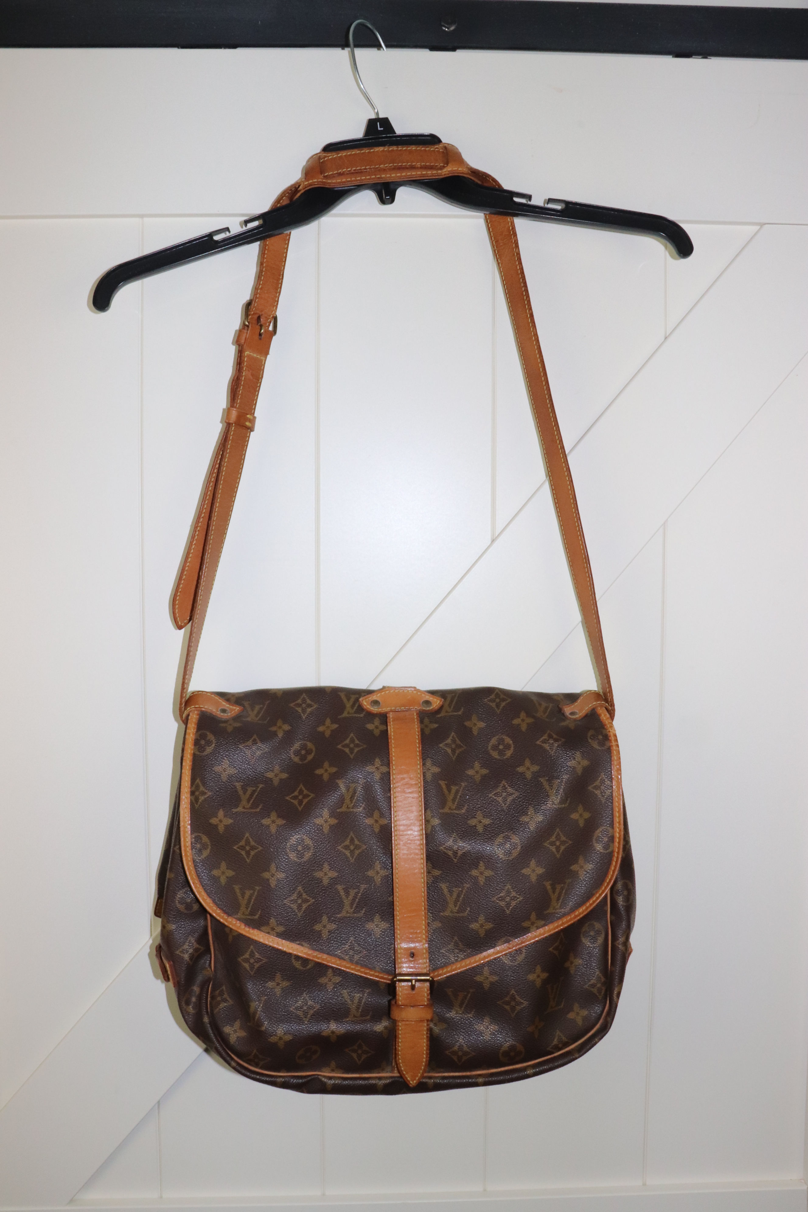 *Vntg Louis Vuitton Saumur 35 Canvas Monogram Print Crossbody Messenger Bag