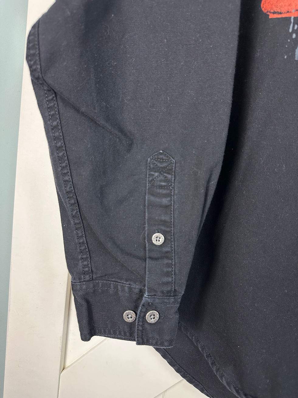 Thumbnail: Harley Davidson Black Denim Button Up Bronze Accents Size L