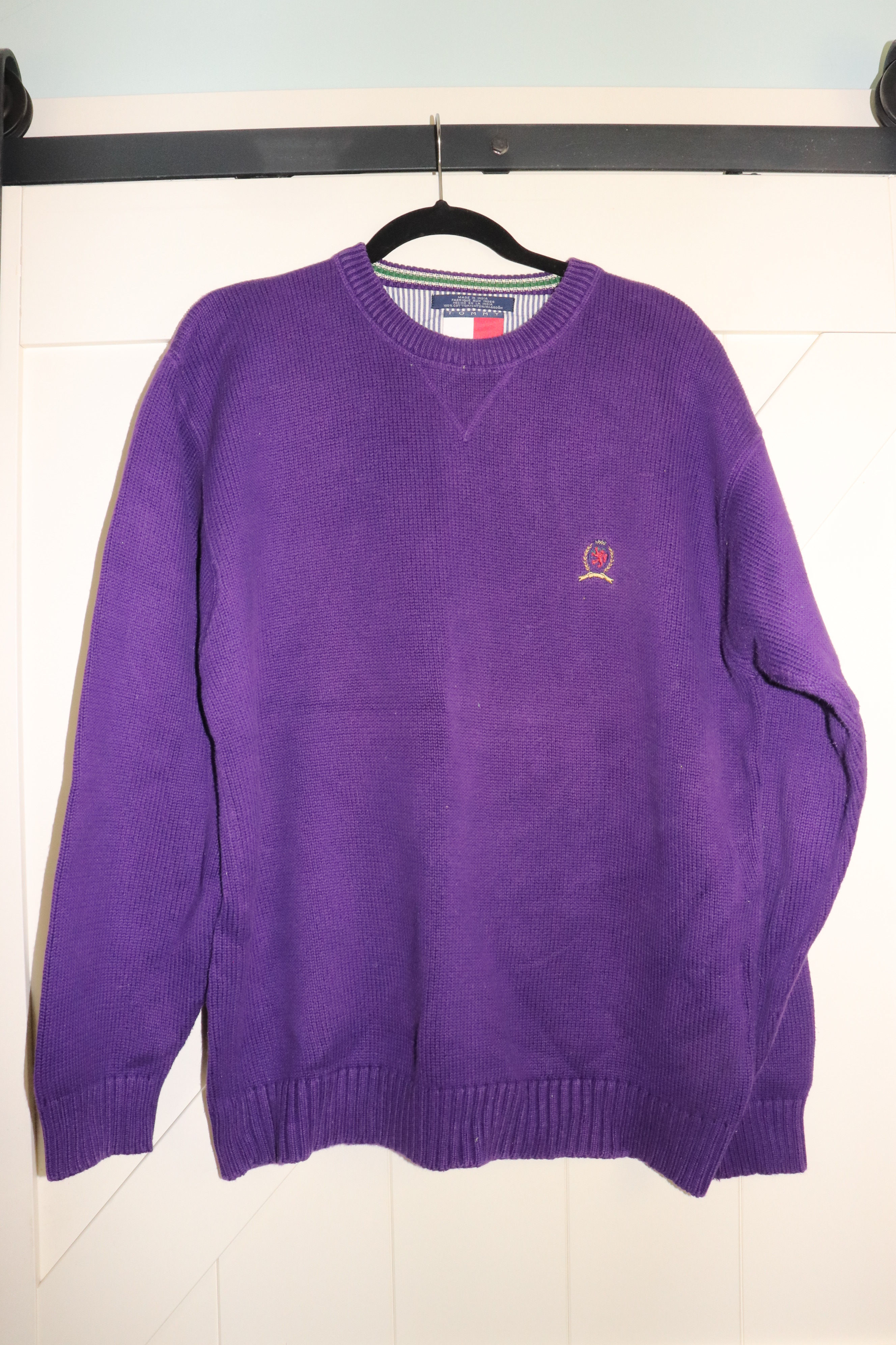 *Vntg Tommy Hilfiger Purple Heavy Knit Sweater Size L