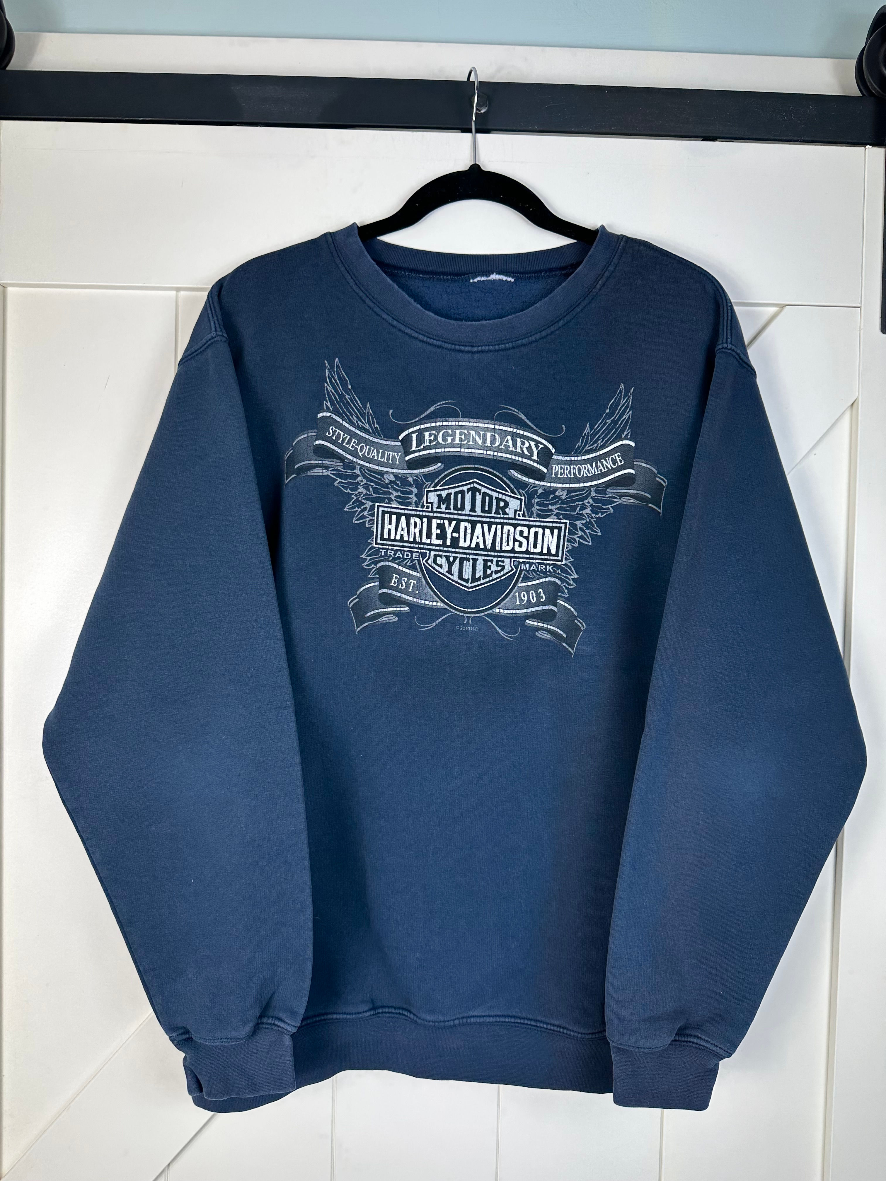 Harley Davidson 2010 Sandusky Navy Blue Crewneck Sweatshirt Size (no tag fits L)