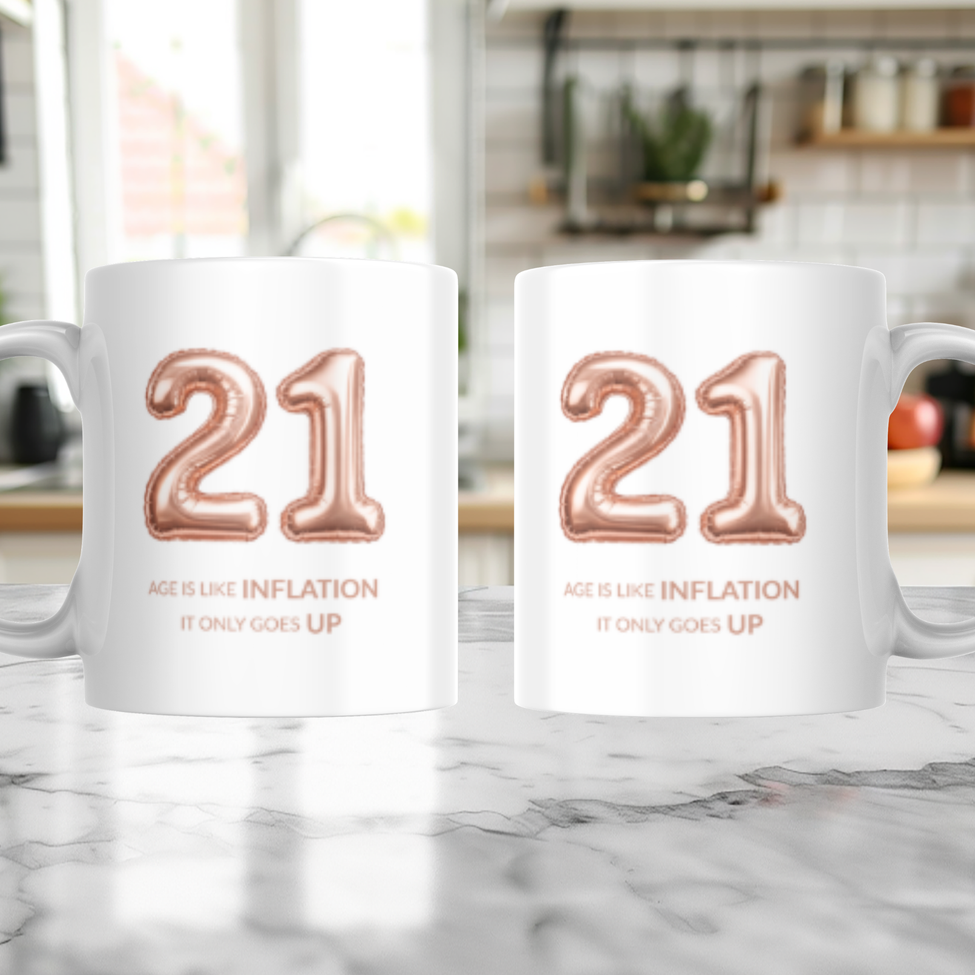 Rose Gold Age Inflation: 21st Birthday Mug
