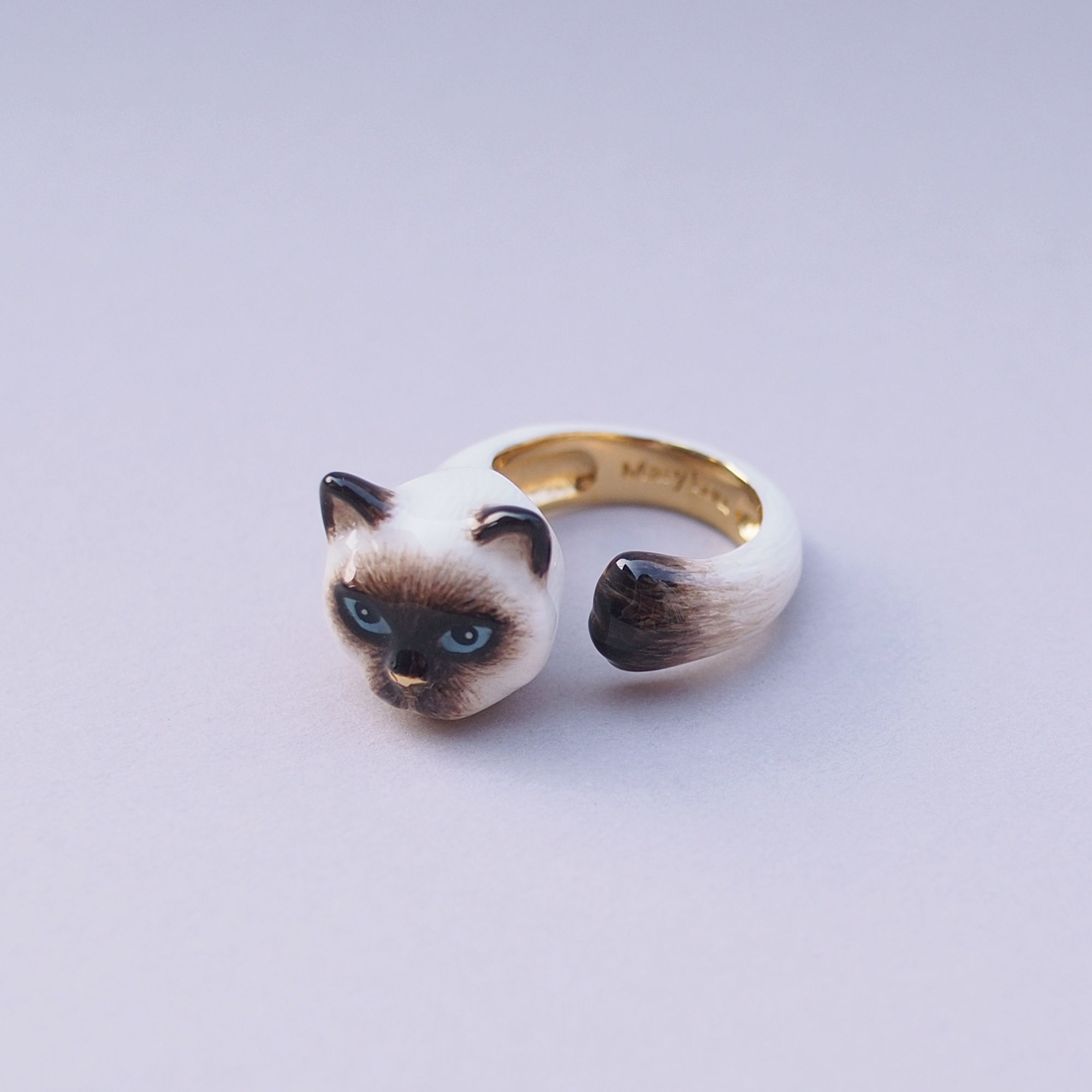 Cat, Seal Point Hugging Finger Ring