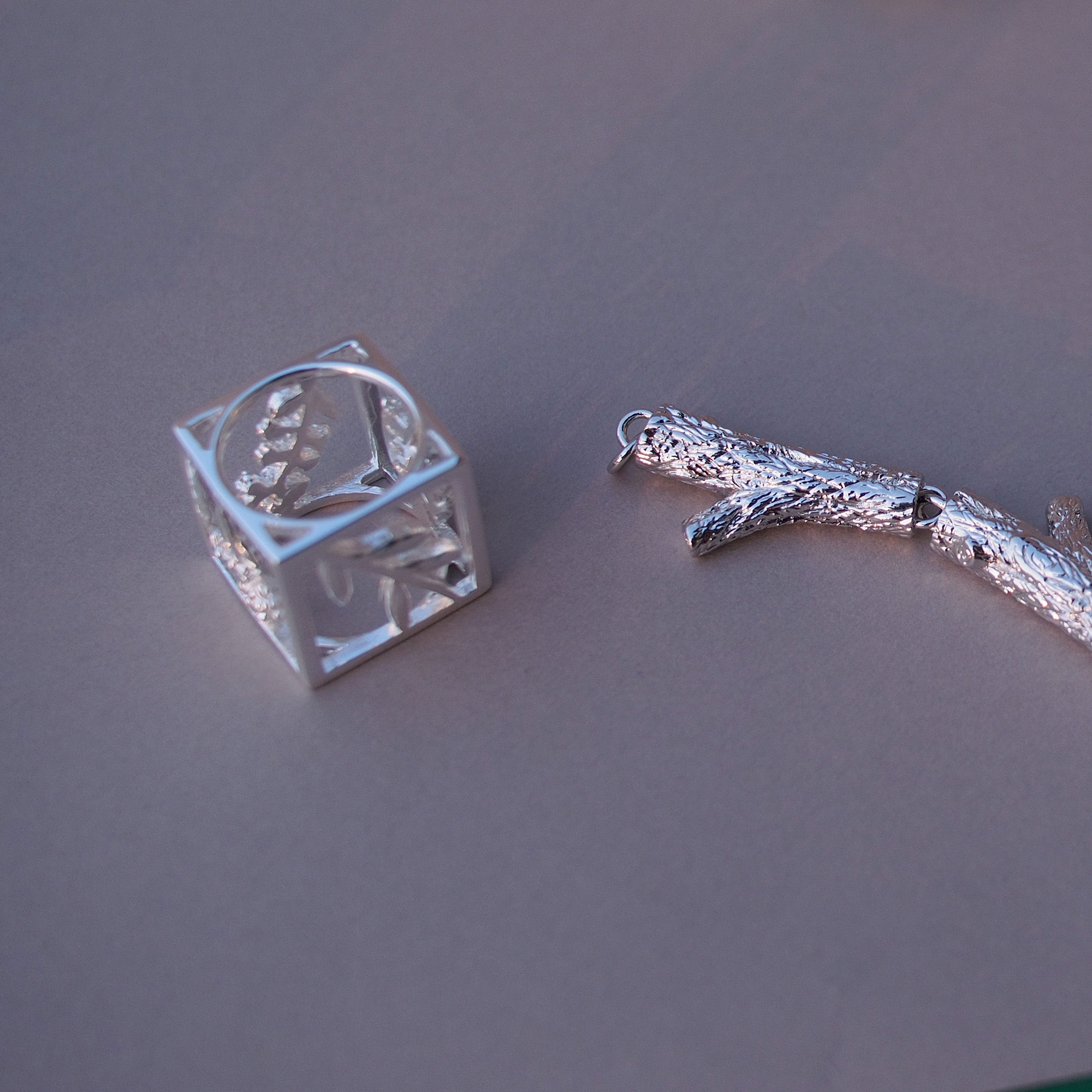 Geometric Flower Ring,Silver