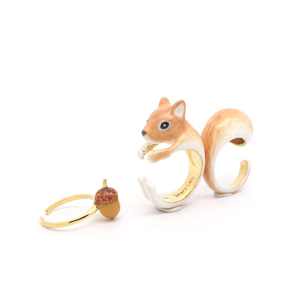 3-Piece Squirrel Rings, brown