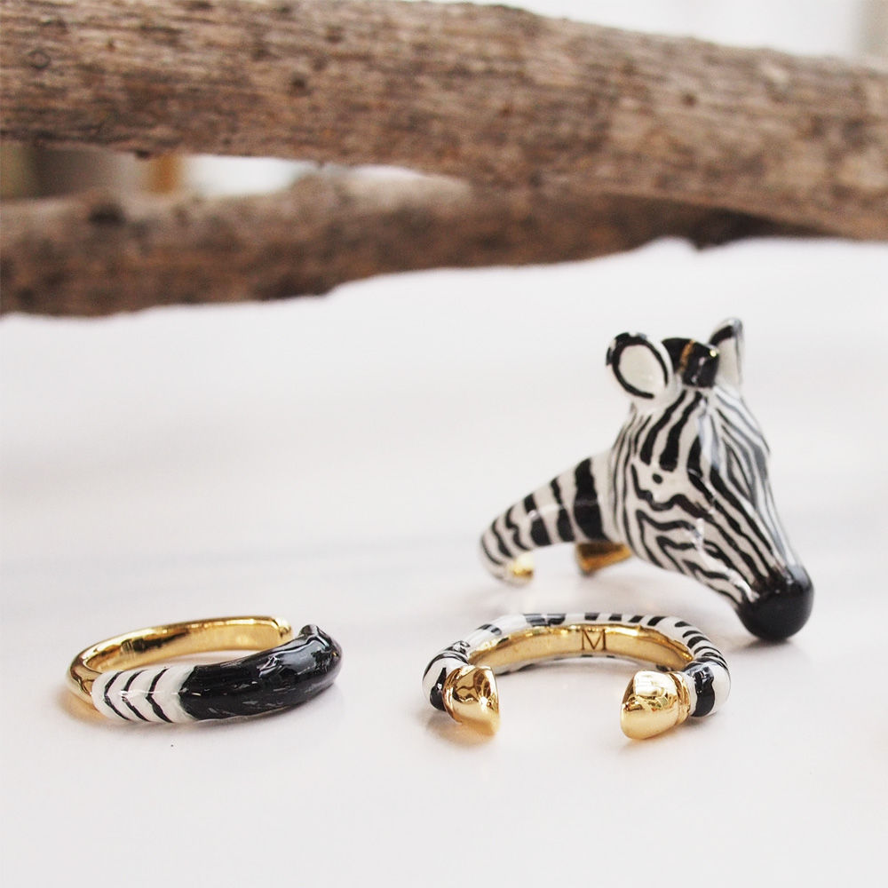 3-Piece Zebra Cat Rings
