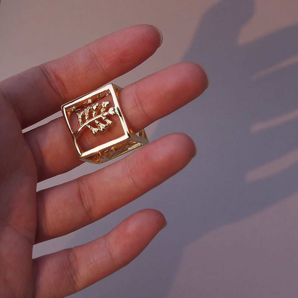 Thumbnail: Geometric Flower Ring,Silver