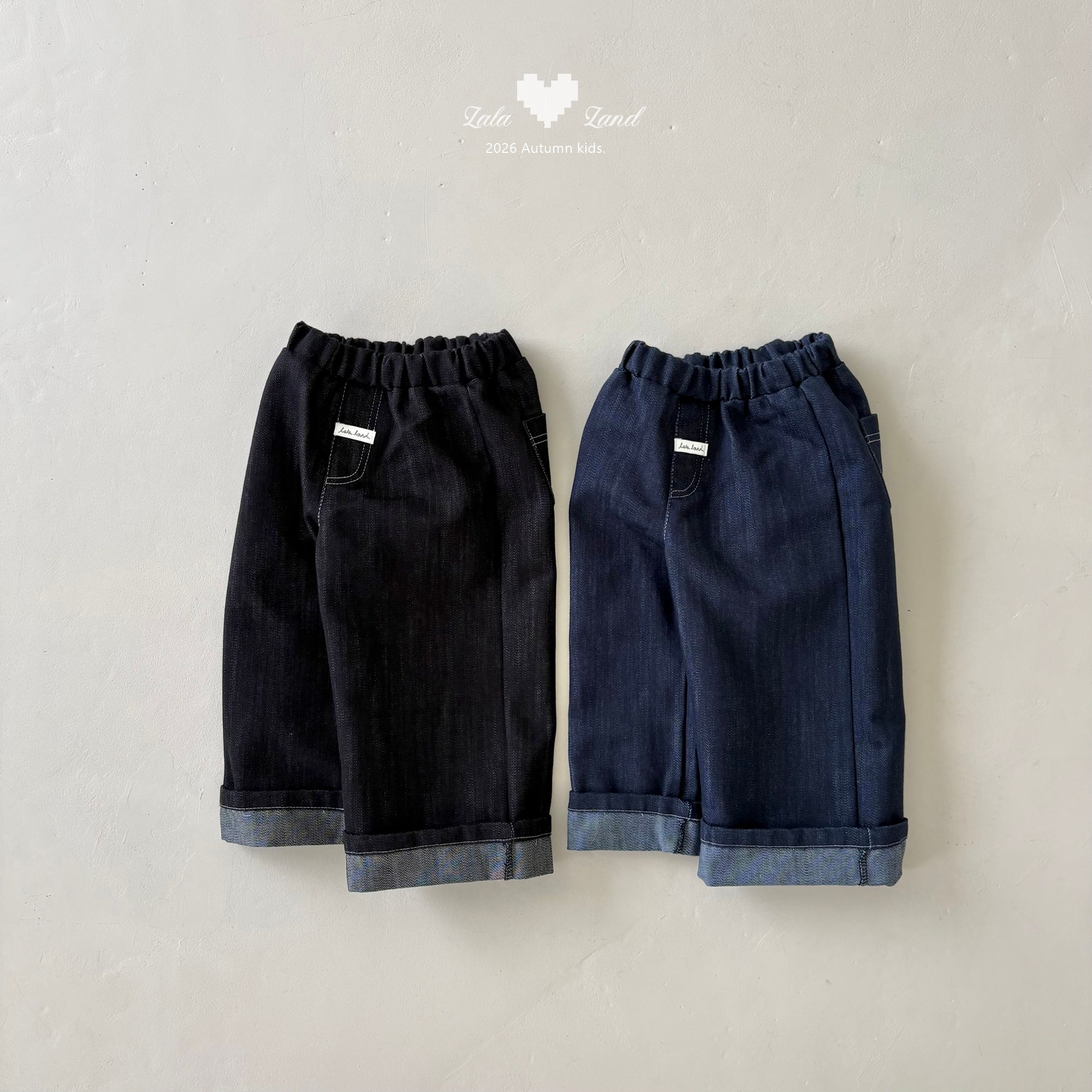 키즈) 롤업 데님 바지