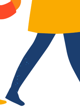 A child transitioning into adulthood walks alongside, emphasising companionship and growth.