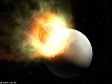 Two Planets Collide in Space, but One of Them Loses its Atmosphere