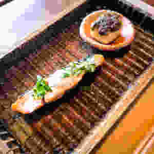 桜鱒の木の芽焼きと凍み豆腐の蕗味噌焼き