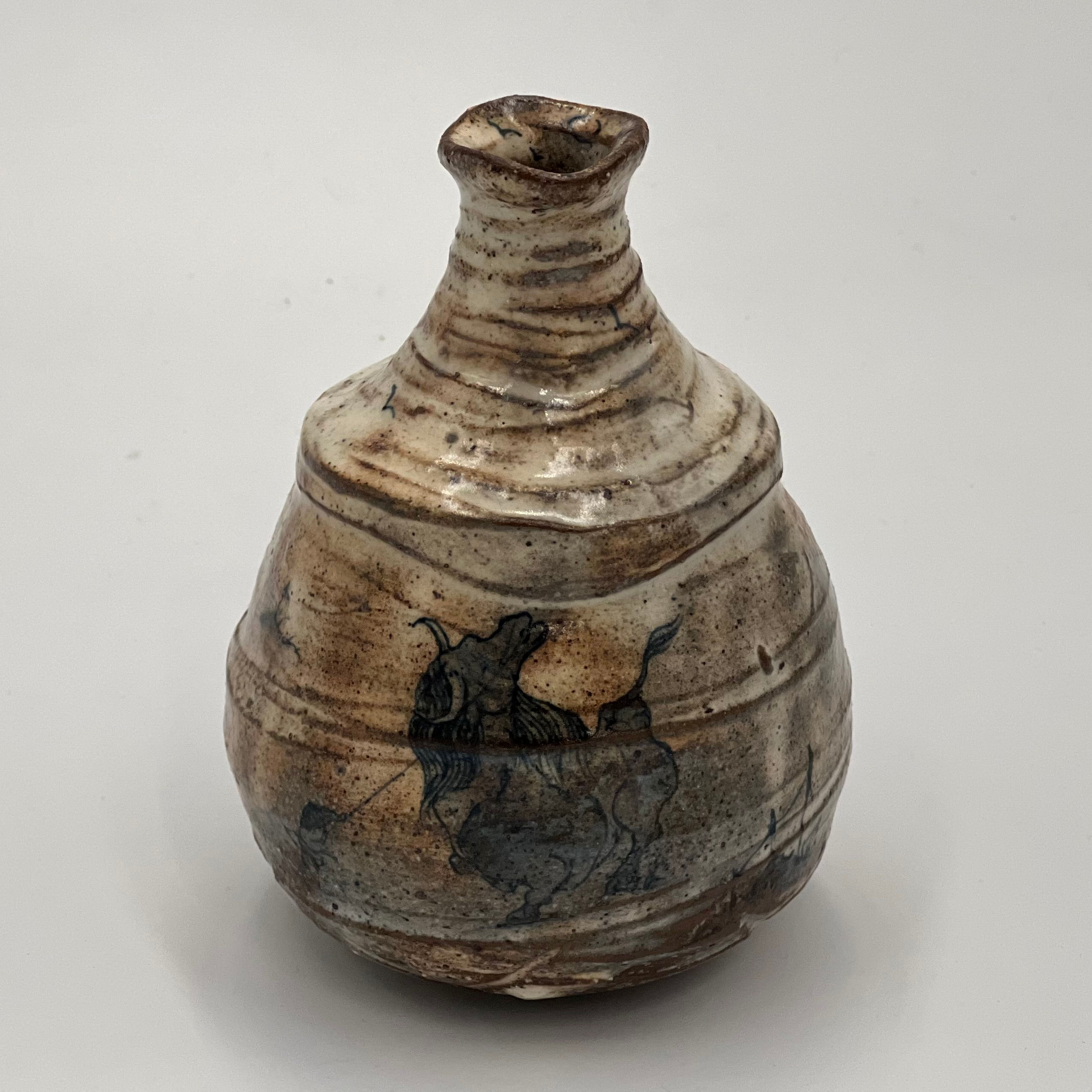 池田省吾　粉引牛徳利 　I-006