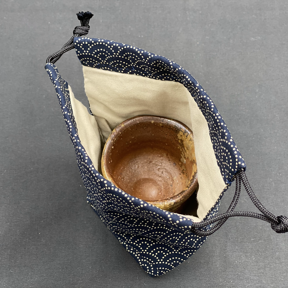 Thumbnail: Tokue Grandma's drawstring purse Qinghai wave [navy blue]