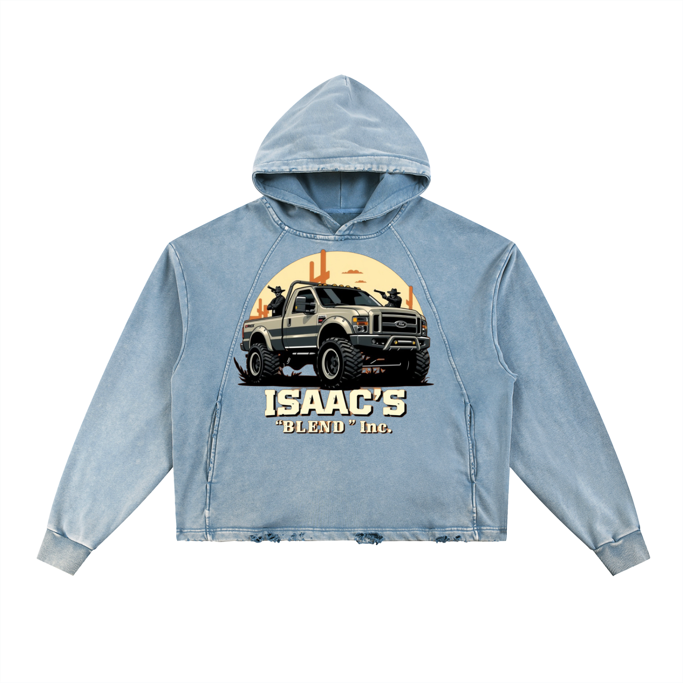 Vintage Washed Frayed-Hem Hoodie