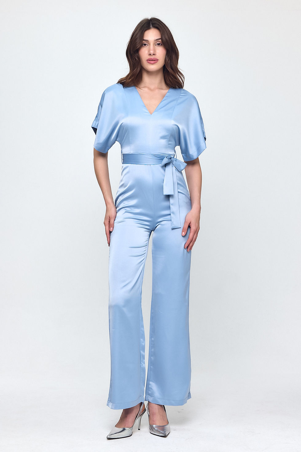 Küçük resim: EWWO ELEGANT SATIN JUMPSUIT IN BLUE