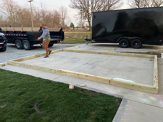 Barn base installs, gravel base, retainer wall