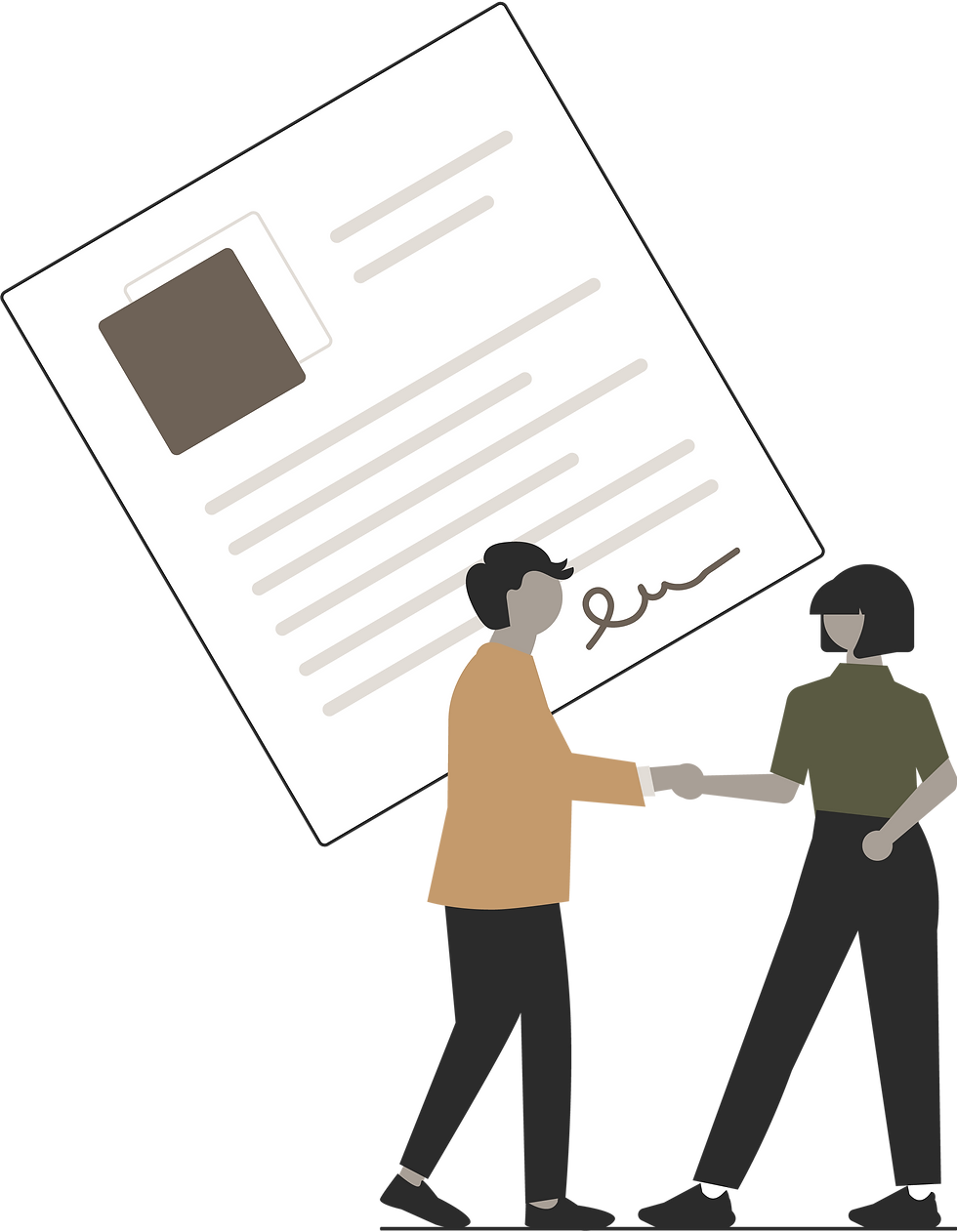 two people shaking hands over contract