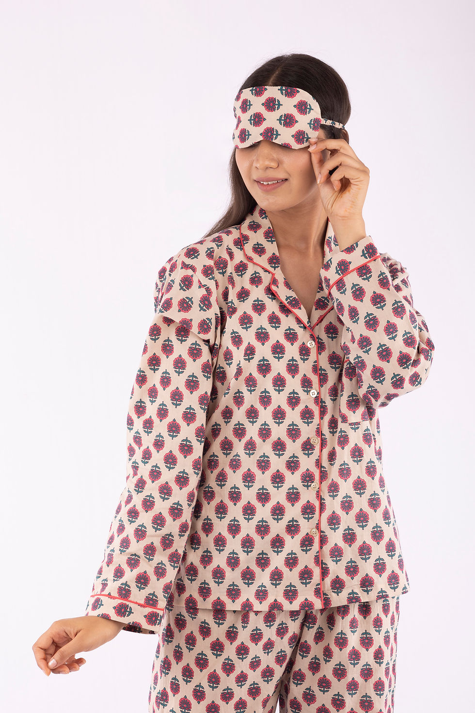 Thumbnail: Mughal Booti Print Matching Pajama Set