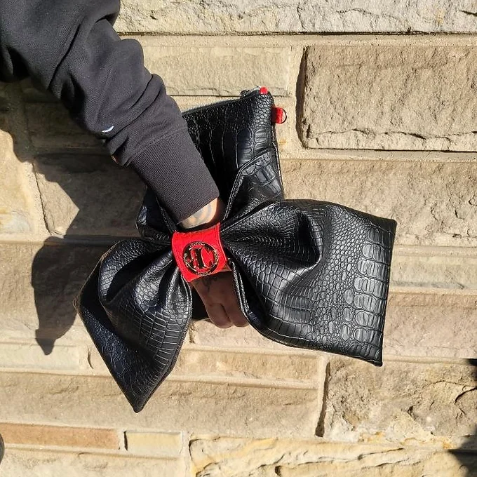 Handmade Oversized Bow Clutch Crossbody Bag Crush