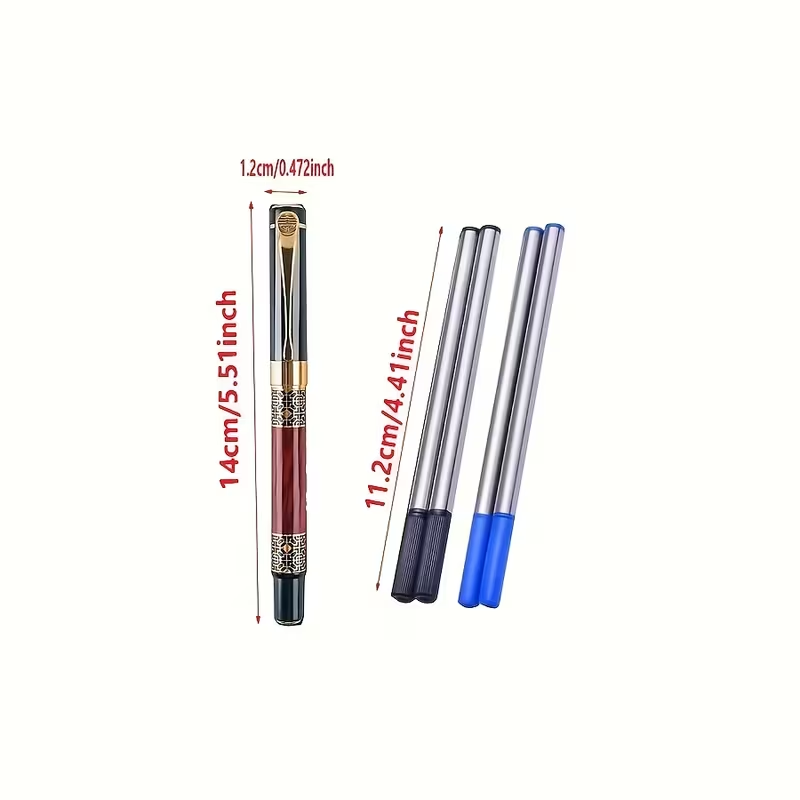Miniatyrbilde: Flott sett med 2 stk. luksus kulepenner + 4 stk. refills blekk (2 sort og 2 blå)