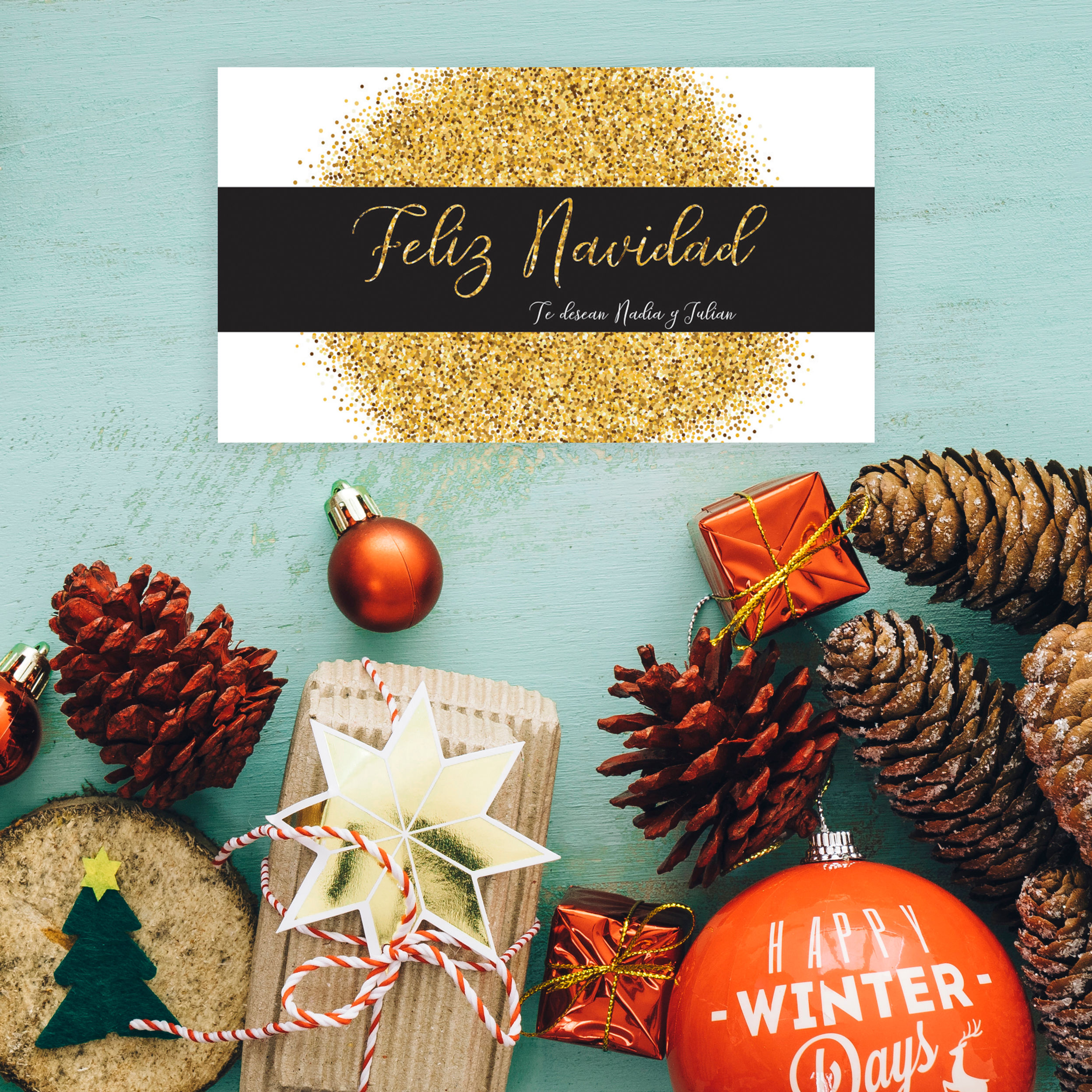 Tarjeta Navidad Gold