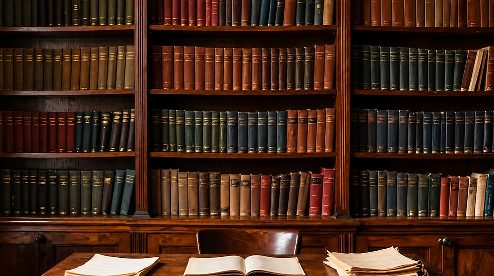 Dark library bookshelf background for English Academy hero section