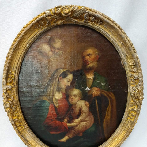 Oil Painting - The Holy Family, Italian School, 17th c. Baroque Oil PaintingThe Holy Family, Italian School, 17th c. Baroque - Tindells Restoration
