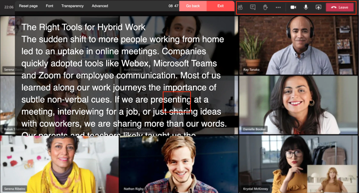 Teleprompter app being used with Microsoft Teams meetings
