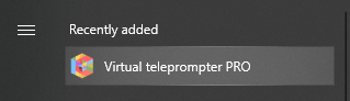 Virtual Teleprompter start menu item