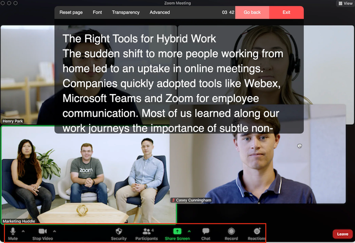 Teleprompter app being used with Zoom meetings