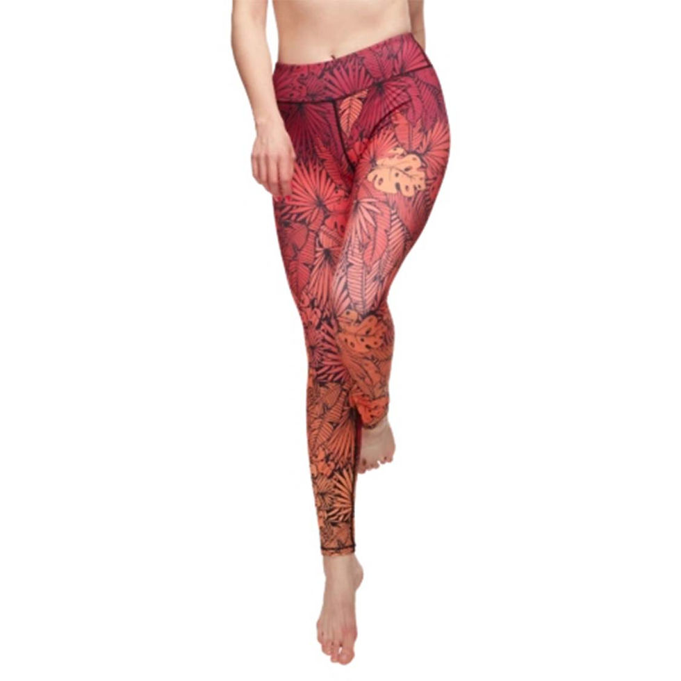 Miniatura: Conjunto estampado floral Yoga Calças Desgaste de treinamento de Pilates