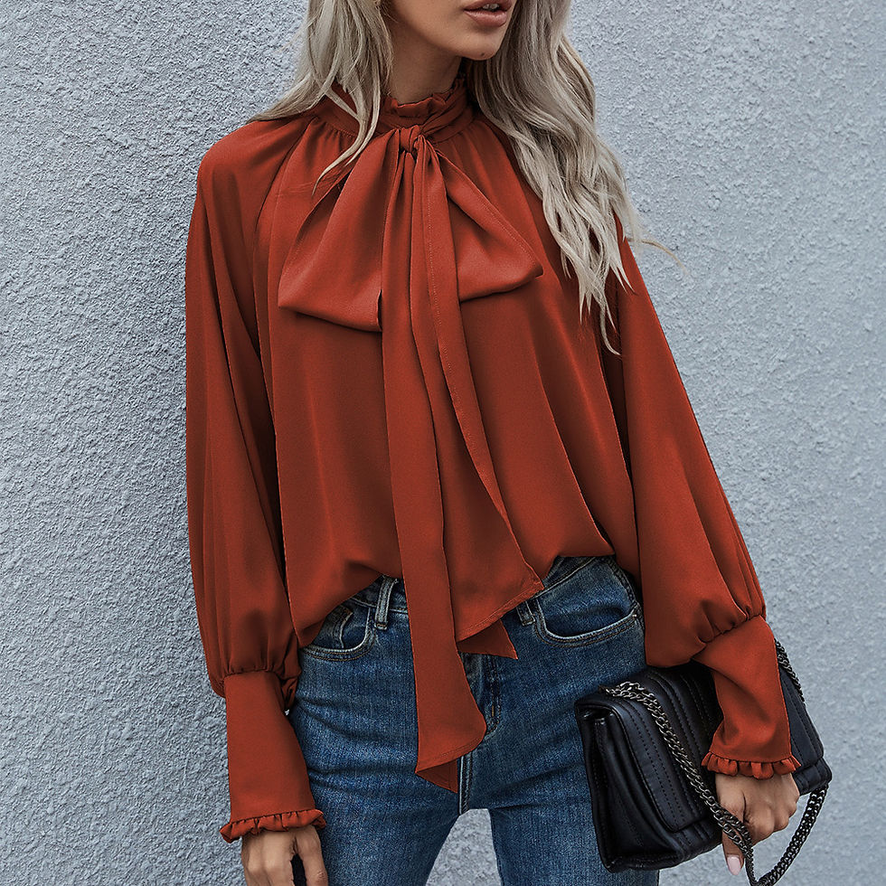 Miniatura: Moda Bowknot Roupas Femininas Soltas Top Combinando