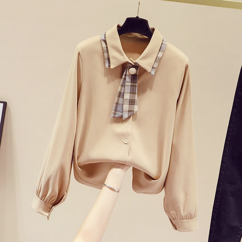 Miniatura: Camisa de chiffon feminina estilo ocidental com fundo de fundo