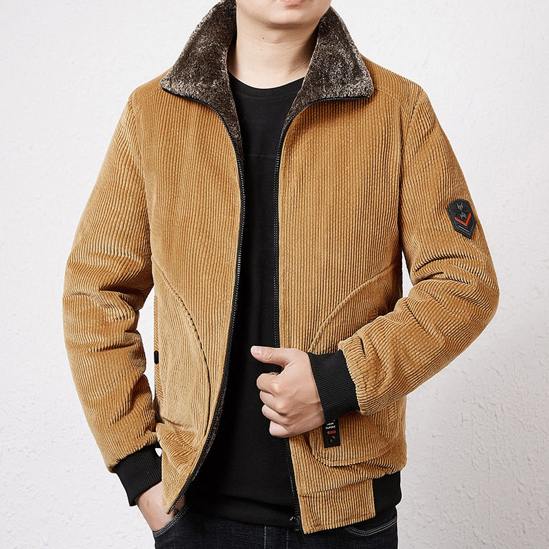 Miniatura: Casaco de inverno masculino de veludo cotelê