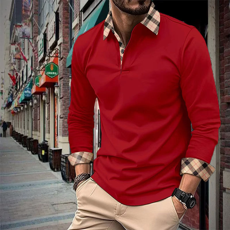 Miniatura: Camiseta Masculina Polo Roupas Masculinas Lapela Moda Slim