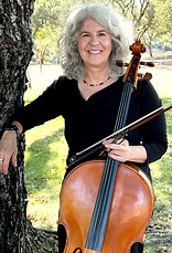 Dina Weinshelbaum, a professional cellist in the San Francisco Bay Area.