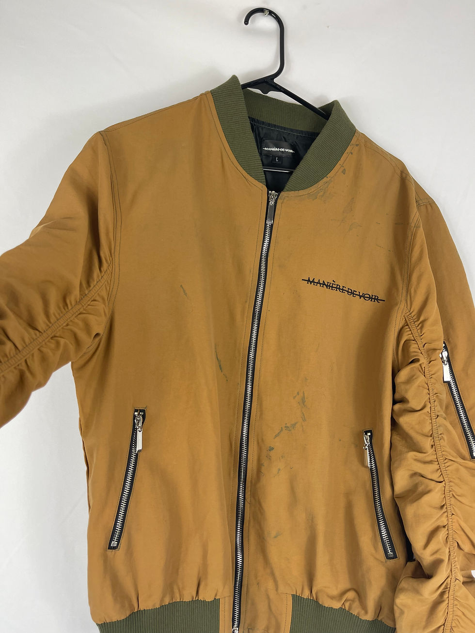 Thumbnail: Maniere De Voir - Tan and Olive Zip Up Jacket
