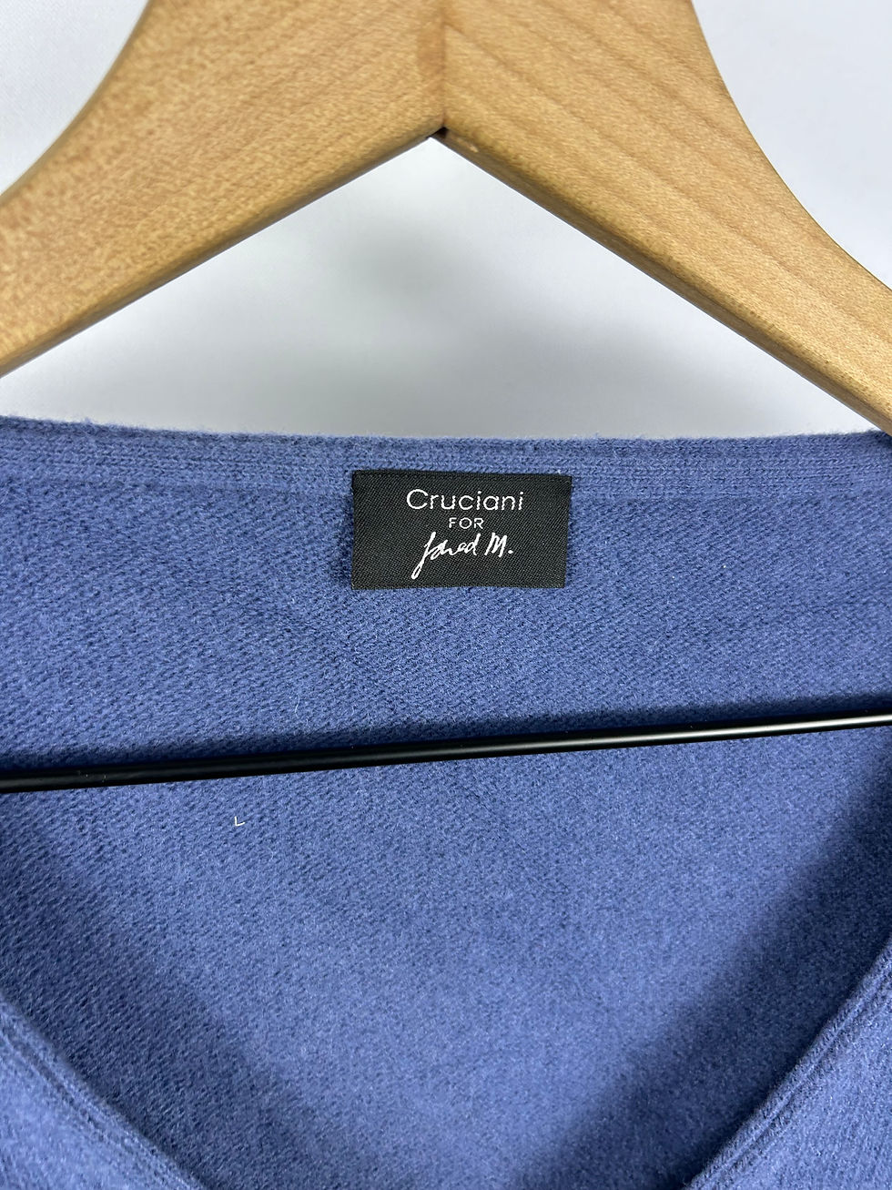 Thumbnail: Cruciani Navy Blue V-Neck sweater (100% wool)